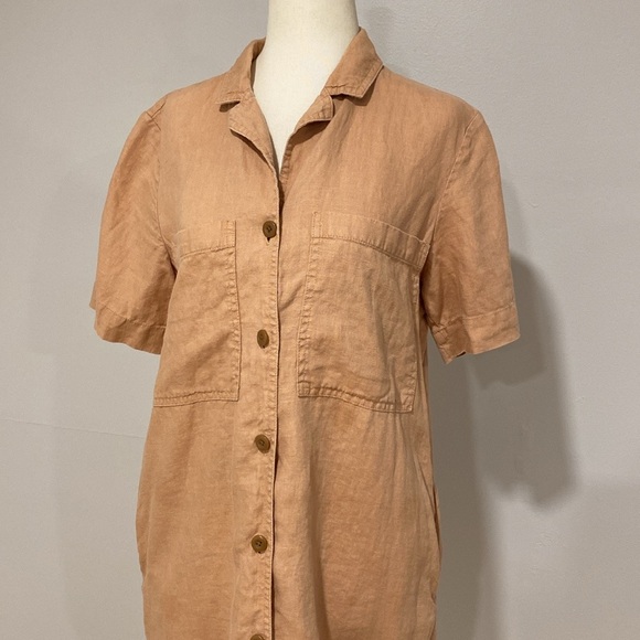 Everlane Linen Notch Collar Short Sleeve Shirt Dress - Picture 7 of 10